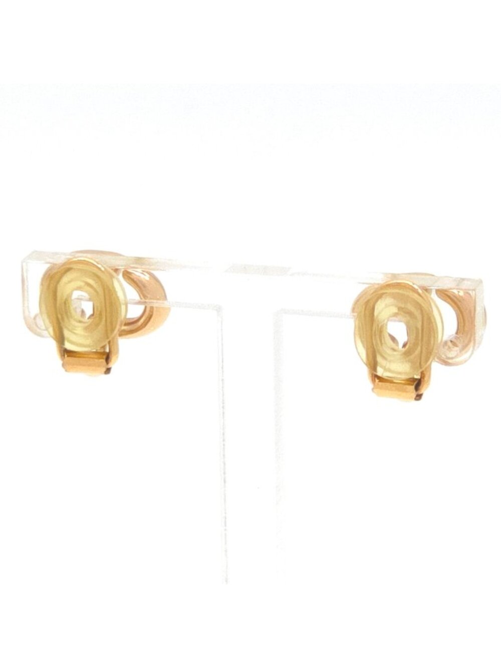 Dior CD Navy Earrings Clip-On CD Signature Gold Tone Metal Bag Booklet